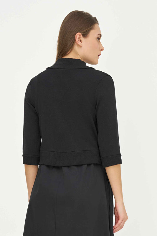 Women's Knit/Woven Combo Cardigan