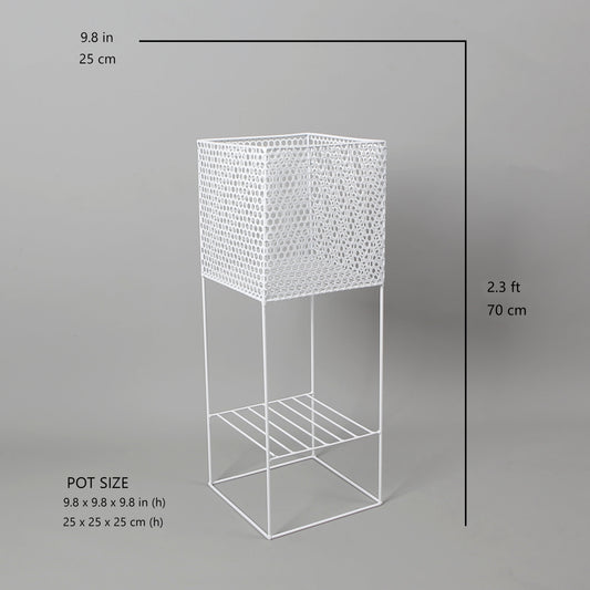 Salma White Raised Metal Pot Planter 2.3’