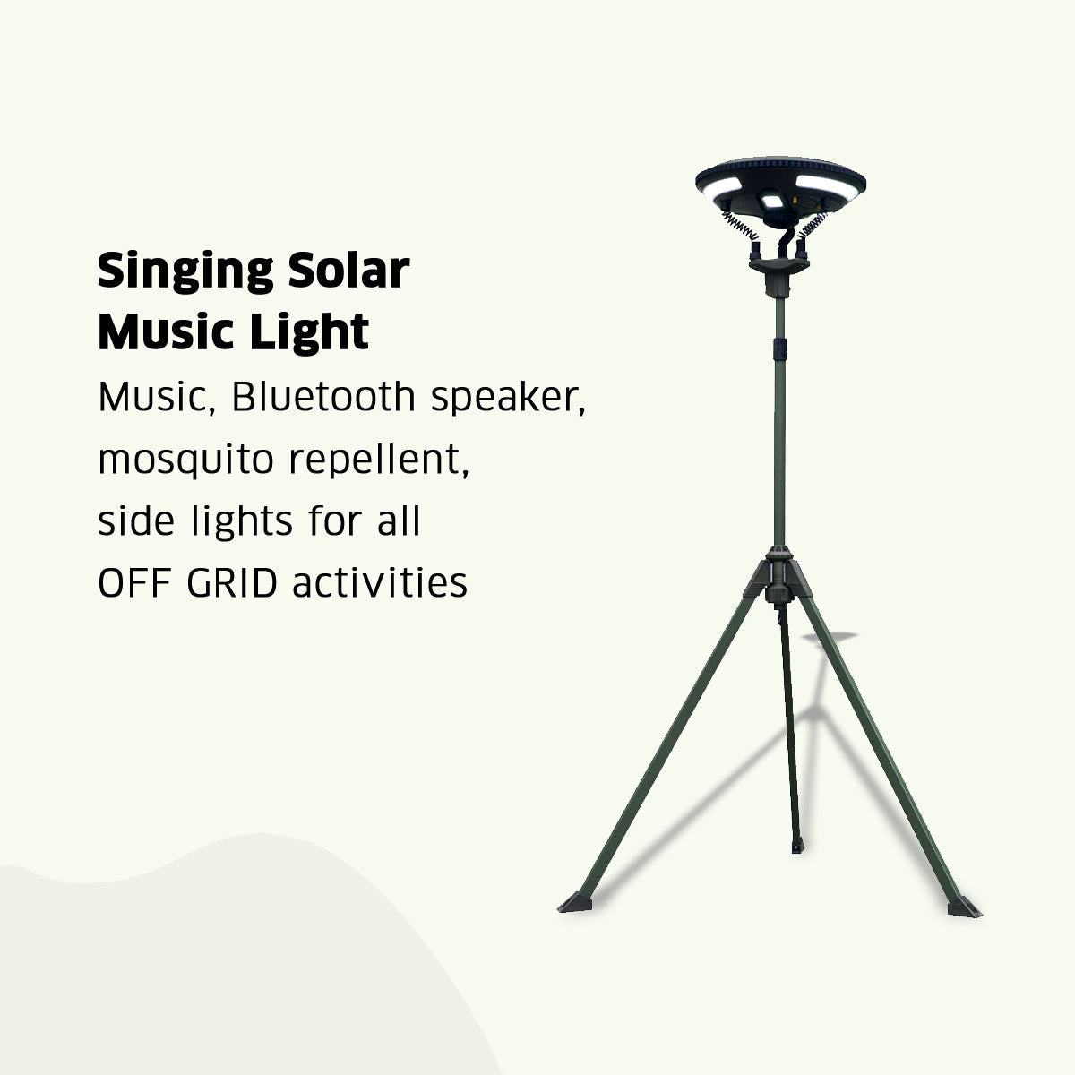 TRU De-LIGHT Singende Musik Solar LED-Leuchte - Leistungsstarker BT-Lautsprecher/Hauptleuchte + 3 abnehmbare Multi-Modus-Leuchten/Stativ + Tragetasche