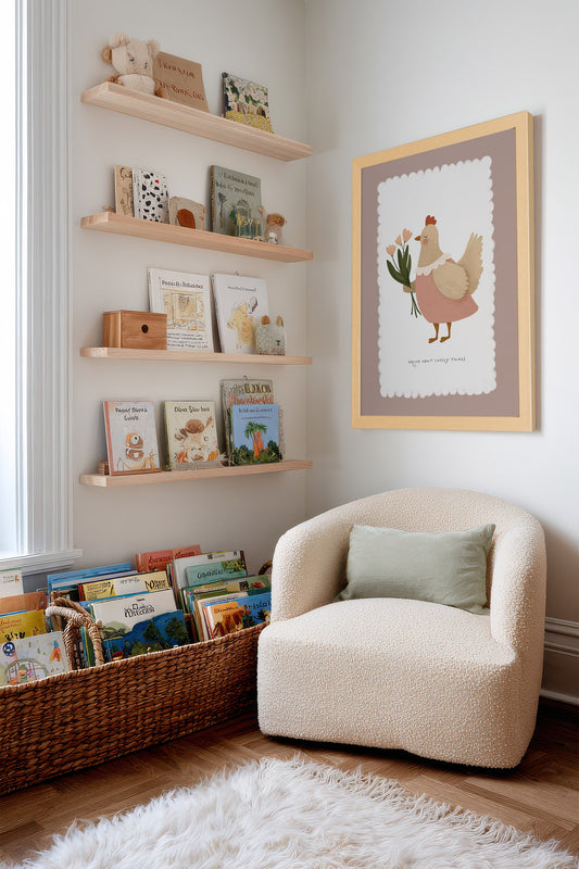 Poule en Fleurs, gerahmte, starre Leinwand