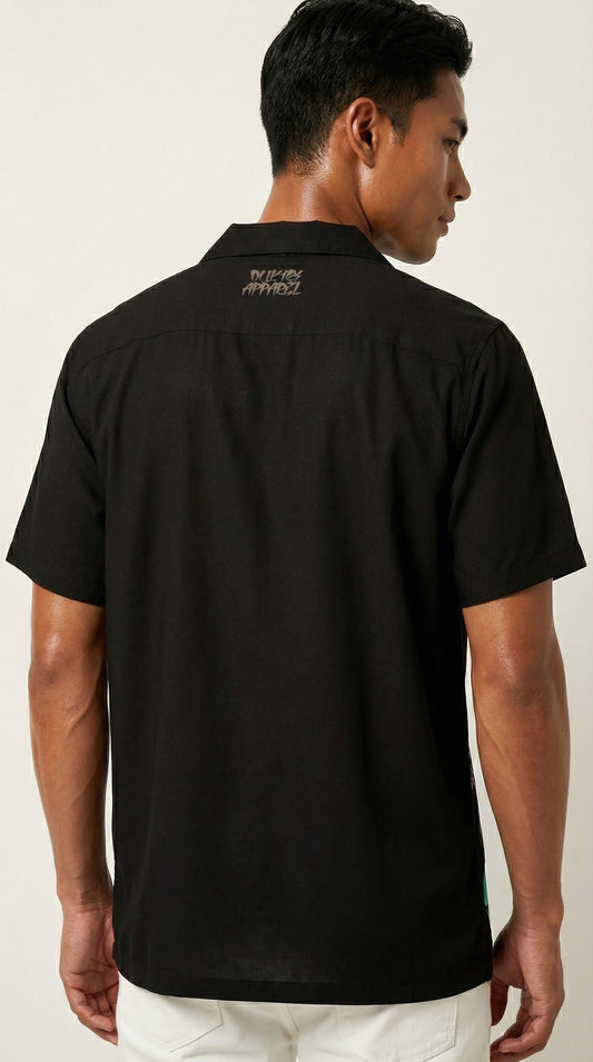 Neon G&R Men's Mid-weight Hawaiian Black Shirt
