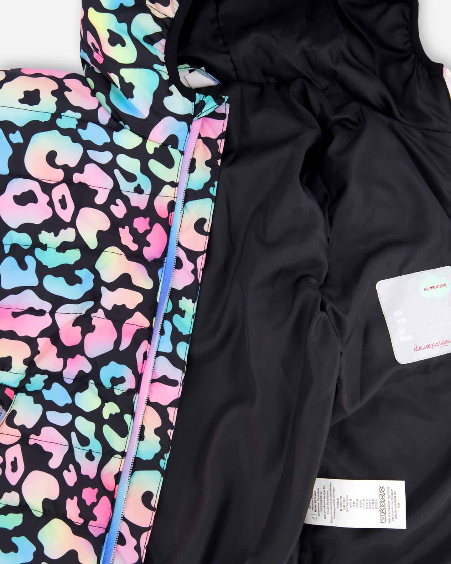 Quilted Mid-Season Jacket Black Animal Print