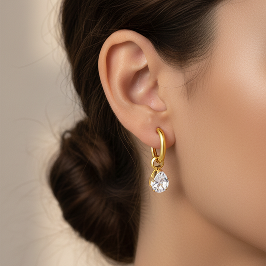 Diamond Teardrop Hoops