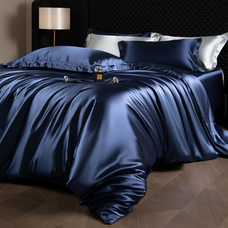 Lustre Luxe Elegantes Bettwäsche-Set – Marineblau