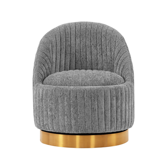 Drehbarer Akzentstuhl Kürbis Chenille – Grau/Gold