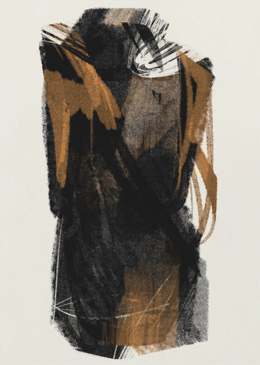 Wandkunst Schwarze Figur auf neutralem Hintergrund 1