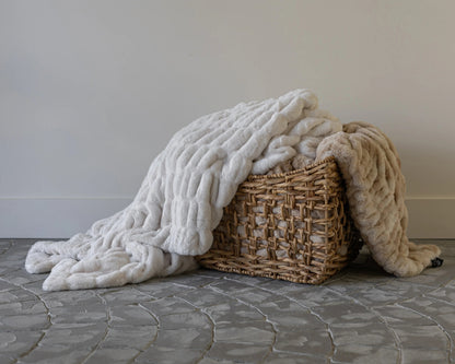 Cream Clouds Double-sided Minky Blanket