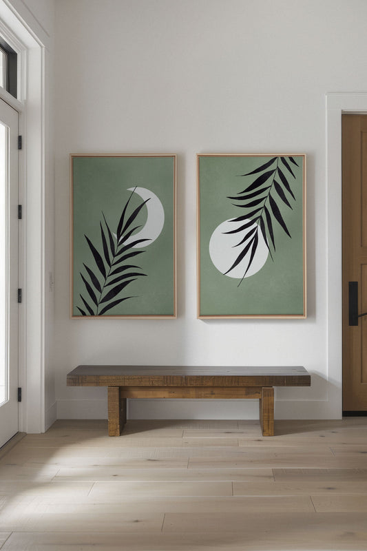 MONDLICHT-SILHOUETTEN (2 Kunstwerke auf gespannter Leinwand)