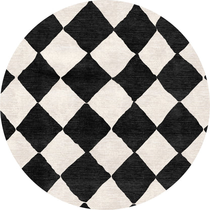 Trestres karierter Teppich Schwarz & Elfenbein