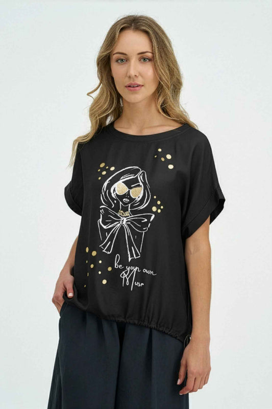 Women's Knit/Woven Combo Top
