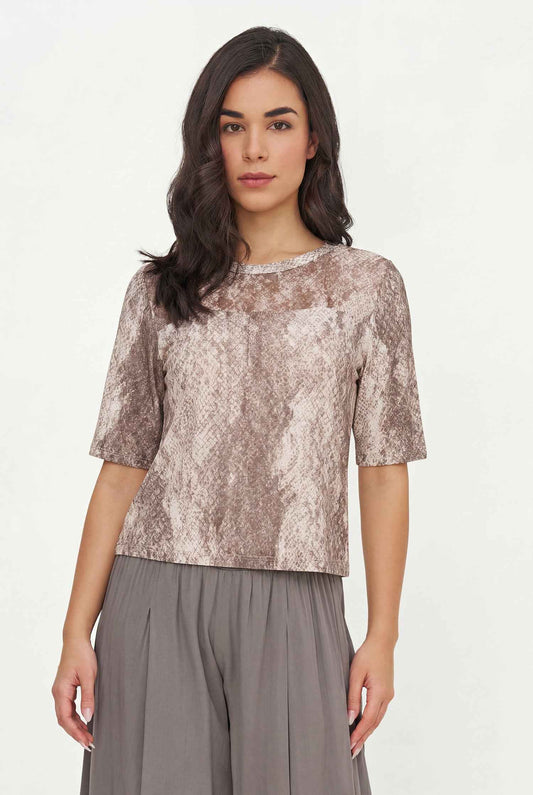 Women's Knit/Woven Combo Top