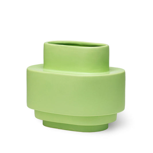 Keramik-Vase Schichtoptik – Matte Hellgrüne Glasur