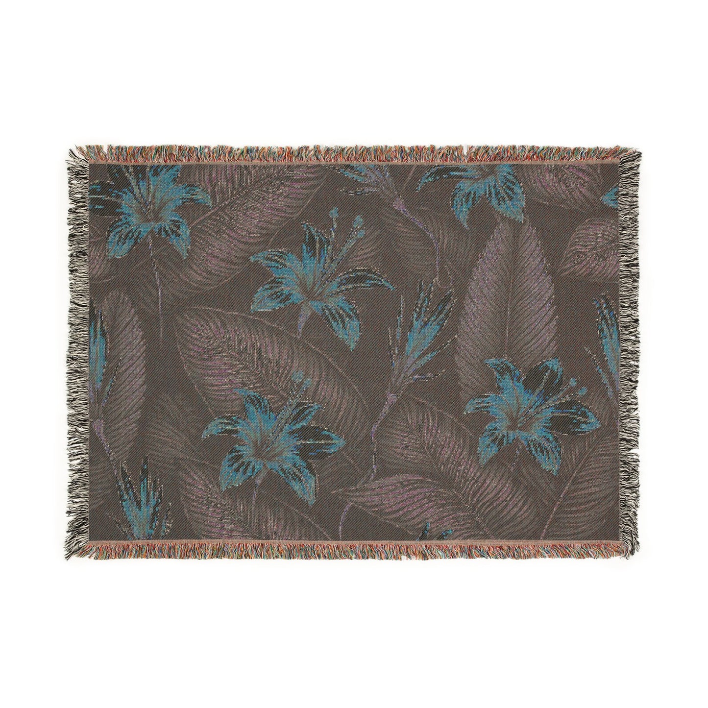 Tropical Lily Woven Blanket — Floral Throw for Living Room & Patio