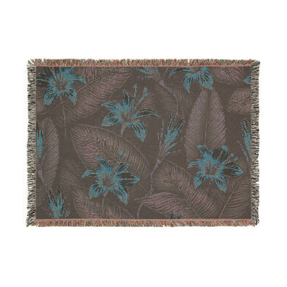 Tropical Lily Woven Blanket — Floral Throw for Living Room & Patio