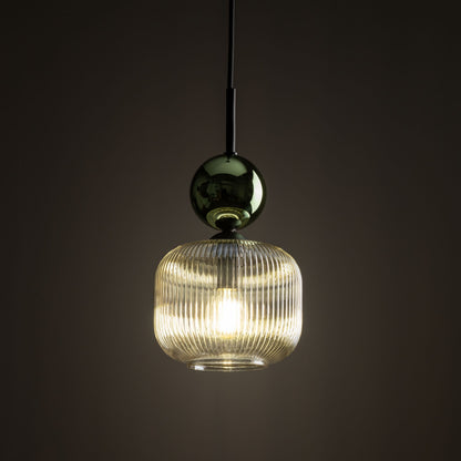 SOPHIA Ribbed Glass Pendant Light for Kitchen Island, Dining Room & Contemporary Interiors