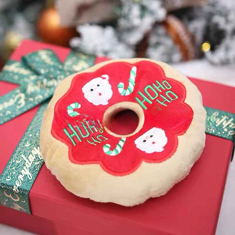 Holiday Doughnut Plush Toy Set for Dogs – Festive Dog Toy Set