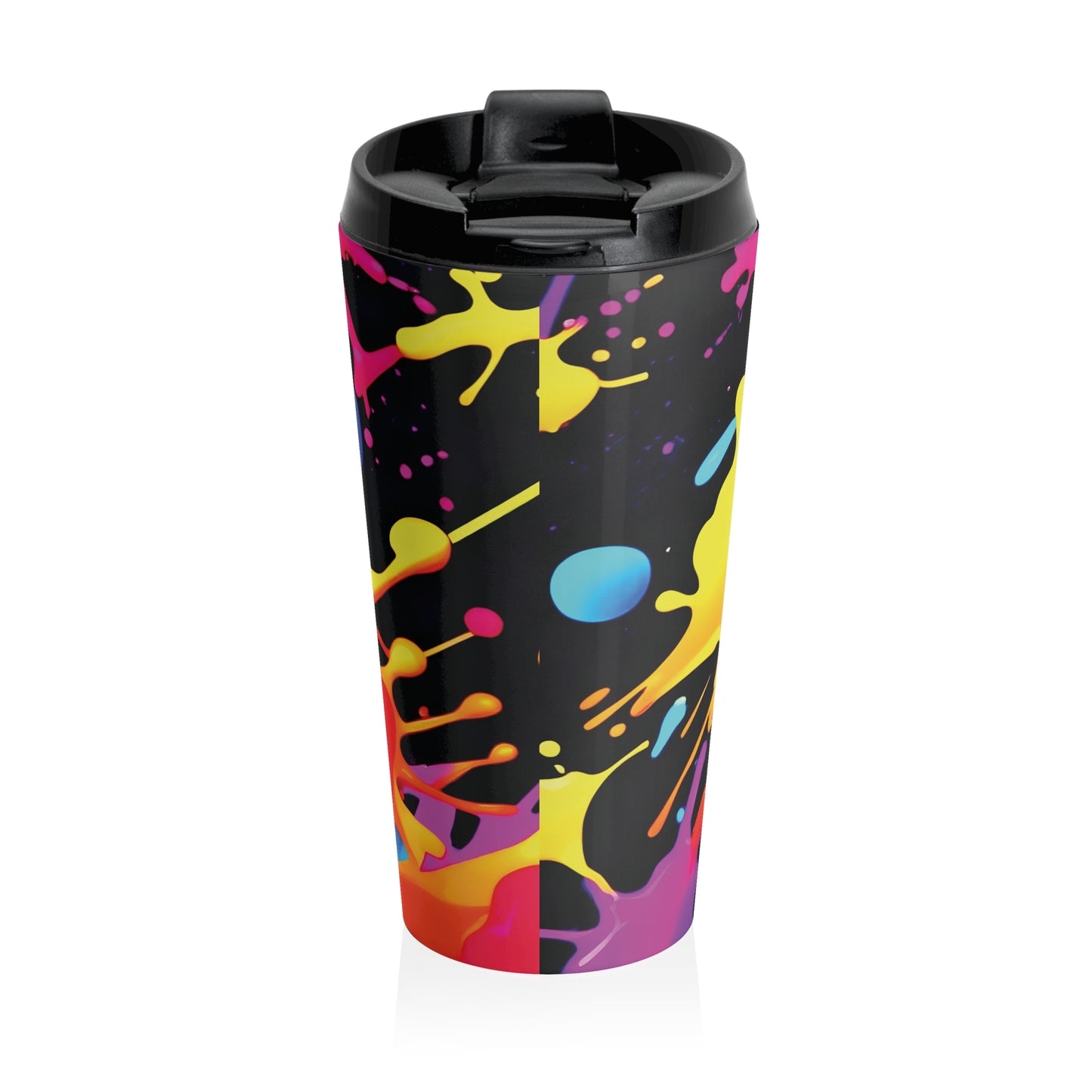 Neon Paint Splatter Stainless Steel Travel Mug | Colorful Splash Tumbler - AURABAGS SHOP
