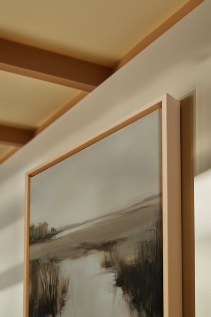 NEBELHAFT BLAUER HORIZONT, Kunst auf gespannter Leinwand