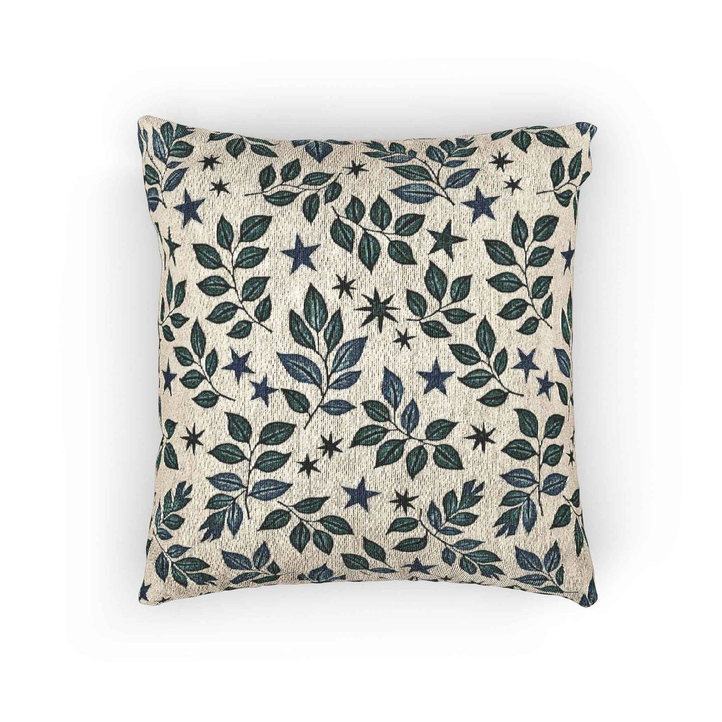 Leaf and Star Pattern Woven Pillow | Botanical Throw Cushion