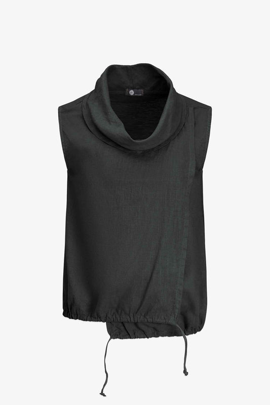 Women's Knit Woven Combo Sleeveless Top