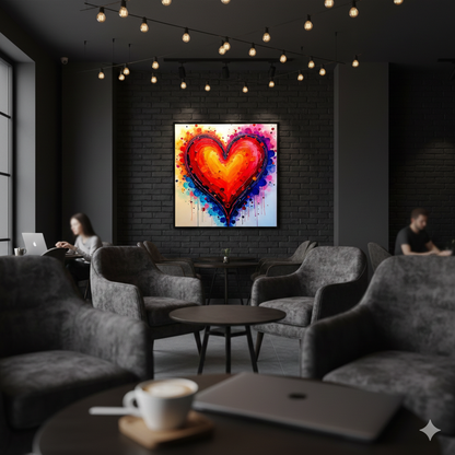 Vibrant Abstract Heart Digital Art - Colorful Watercolor Splatter Print - AURABAGS SHOP