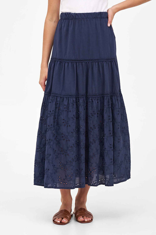 Women's Knit/Woven Combo Skirt