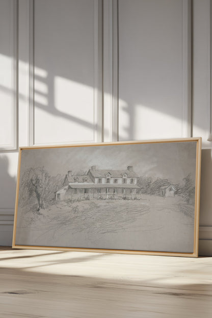 BESCHATTETES HAUS, Öl auf Leinwand