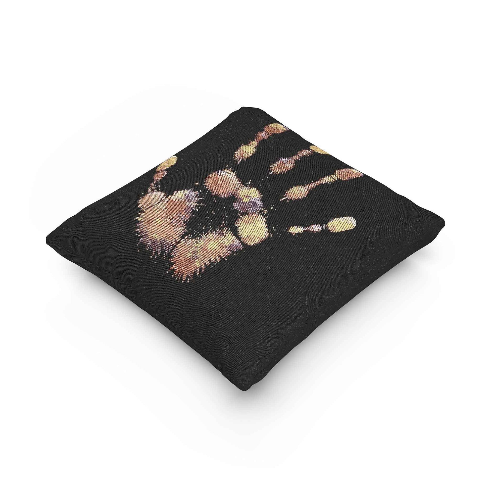 Metallic Handprint Woven Pillow | Boho Accent Throw Pillow