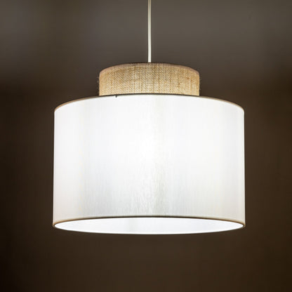 Duo White Jute Scandinavian Pendant Ceiling Light for Kitchen Island, Dining Room & Natural Interiors - AURABAGS SHOP