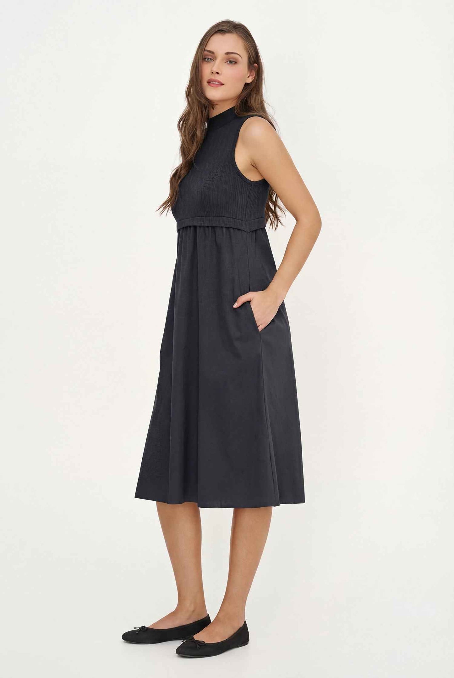 Women's Knit/Woven Combo Dress