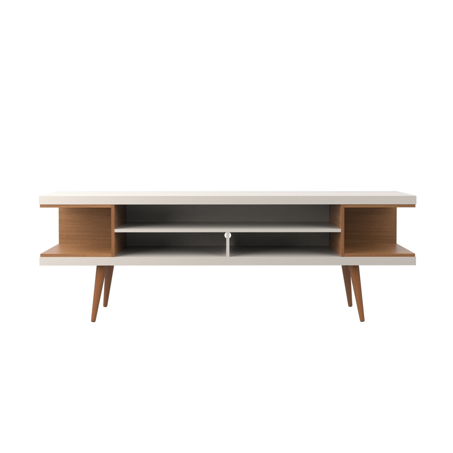 Eureka Modern 70.47" TV Stand with 4 Shelves - Off White Gloss/Maple Cream