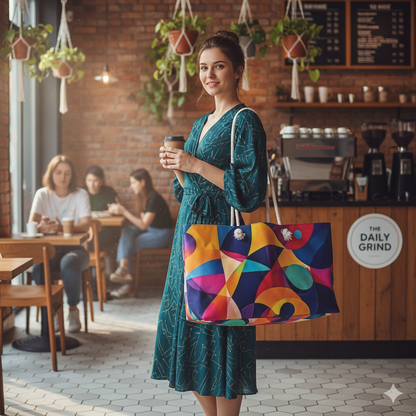 Colorful Geometric Abstract Weekender Bag | Vibrant Travel Tote | Large Tote Bag - AURABAGS SHOP