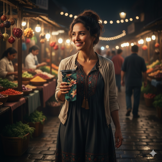 Tropical Orange Lily Travel Mug | Floral Stainless Steel Tumbler - AURABAGS SHOP