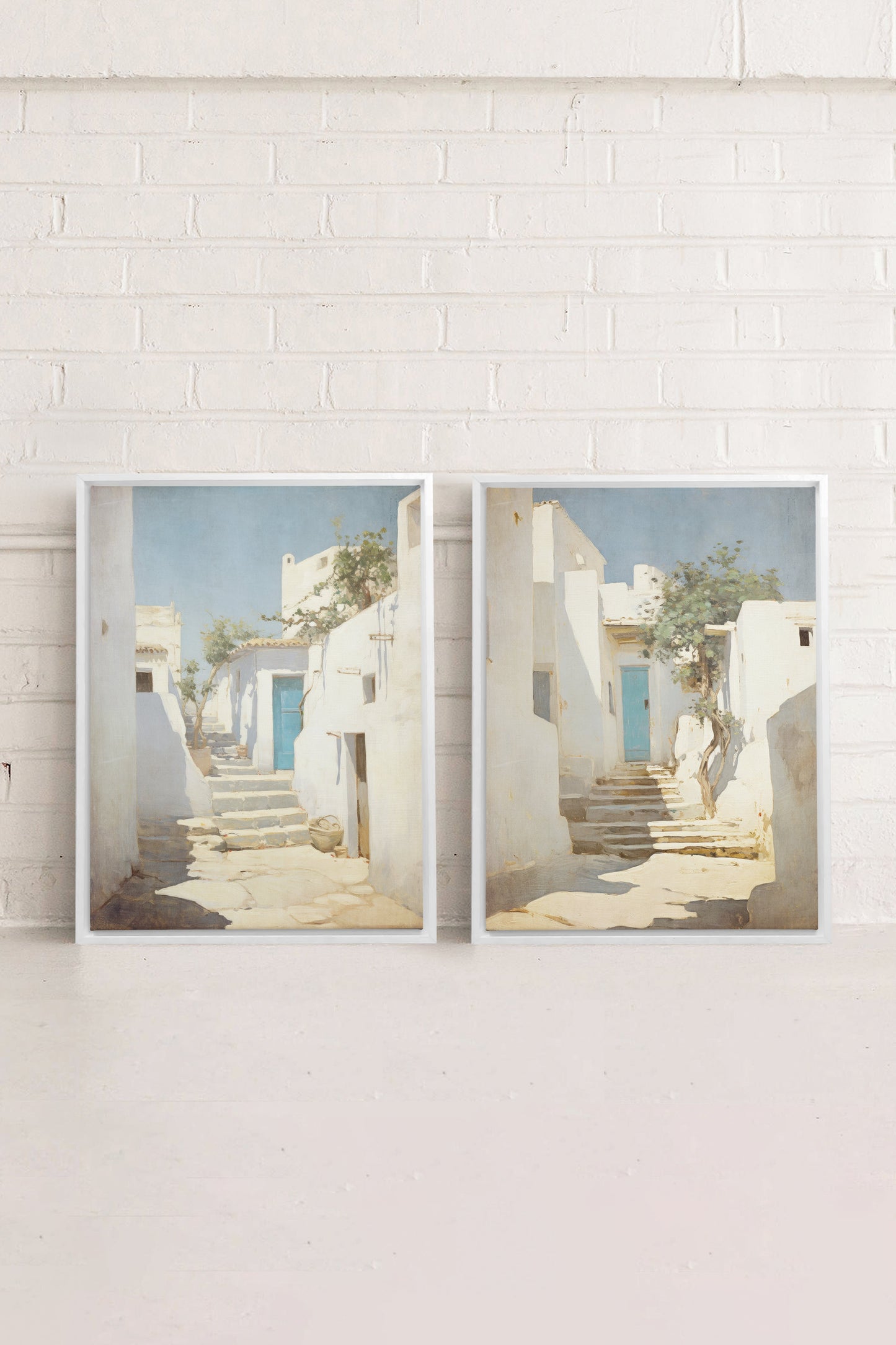 SET VINTAGE GREEK VILLAS (2 stretched canvas artworks)