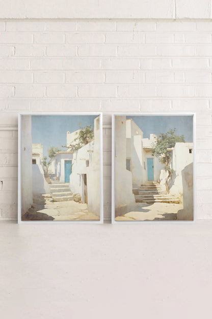 SET VINTAGE GREEK VILLAS (2 stretched canvas artworks)