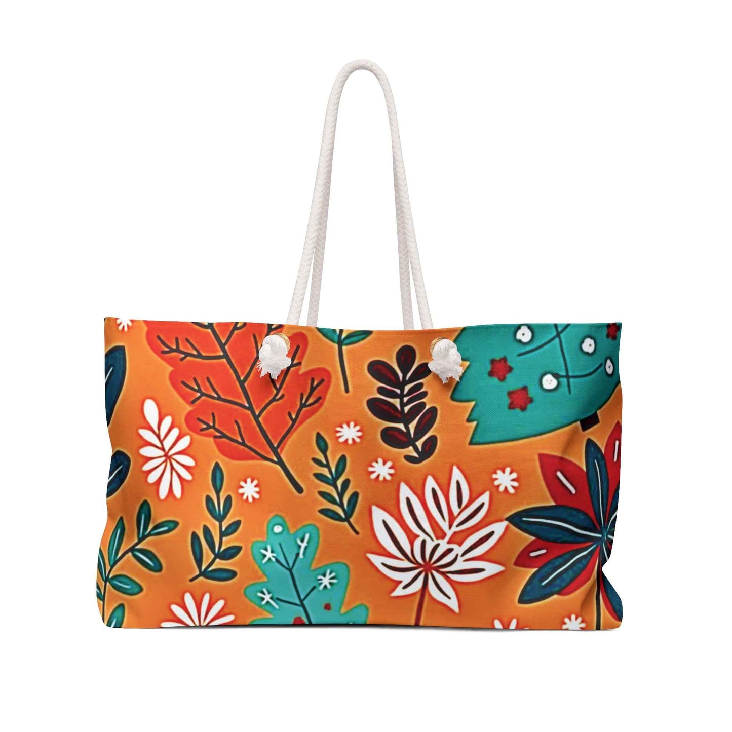 Autumn Leaves Weekender Bag | Orange Floral Travel Tote | Mom Carryon