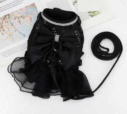 Bow Sequin Tutu Dog Harness Dress | Dog Harness Dress