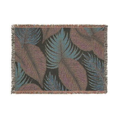 Tropisches Blatt gewebte Decke – Boho-Kuscheldecke für Wohnzimmer & Terrasse