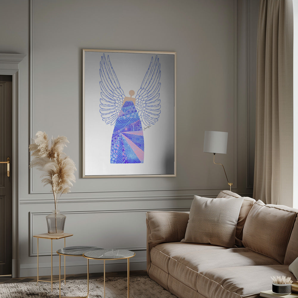Wandbild Engel in Blau Leinwanddruck