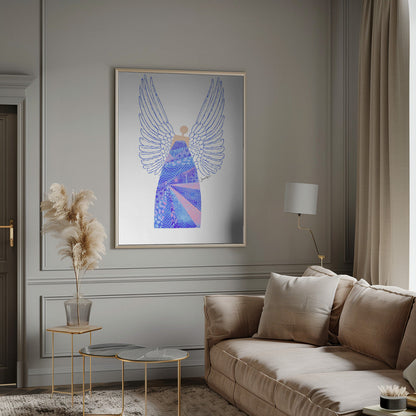 Wandbild Engel in Blau Leinwanddruck
