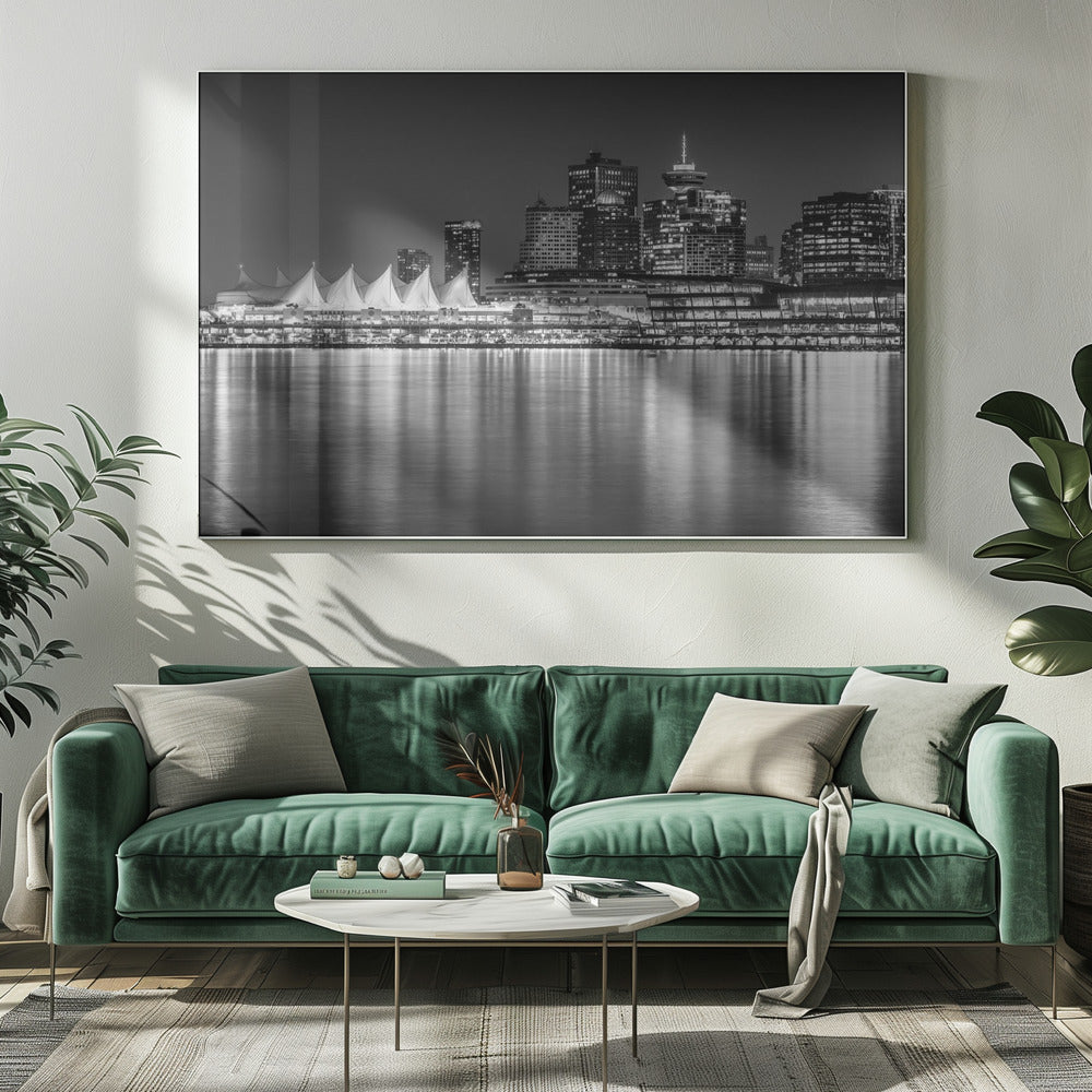 Wandbild Bezaubernder Abendeindruck von Vancouver | Monochrom
