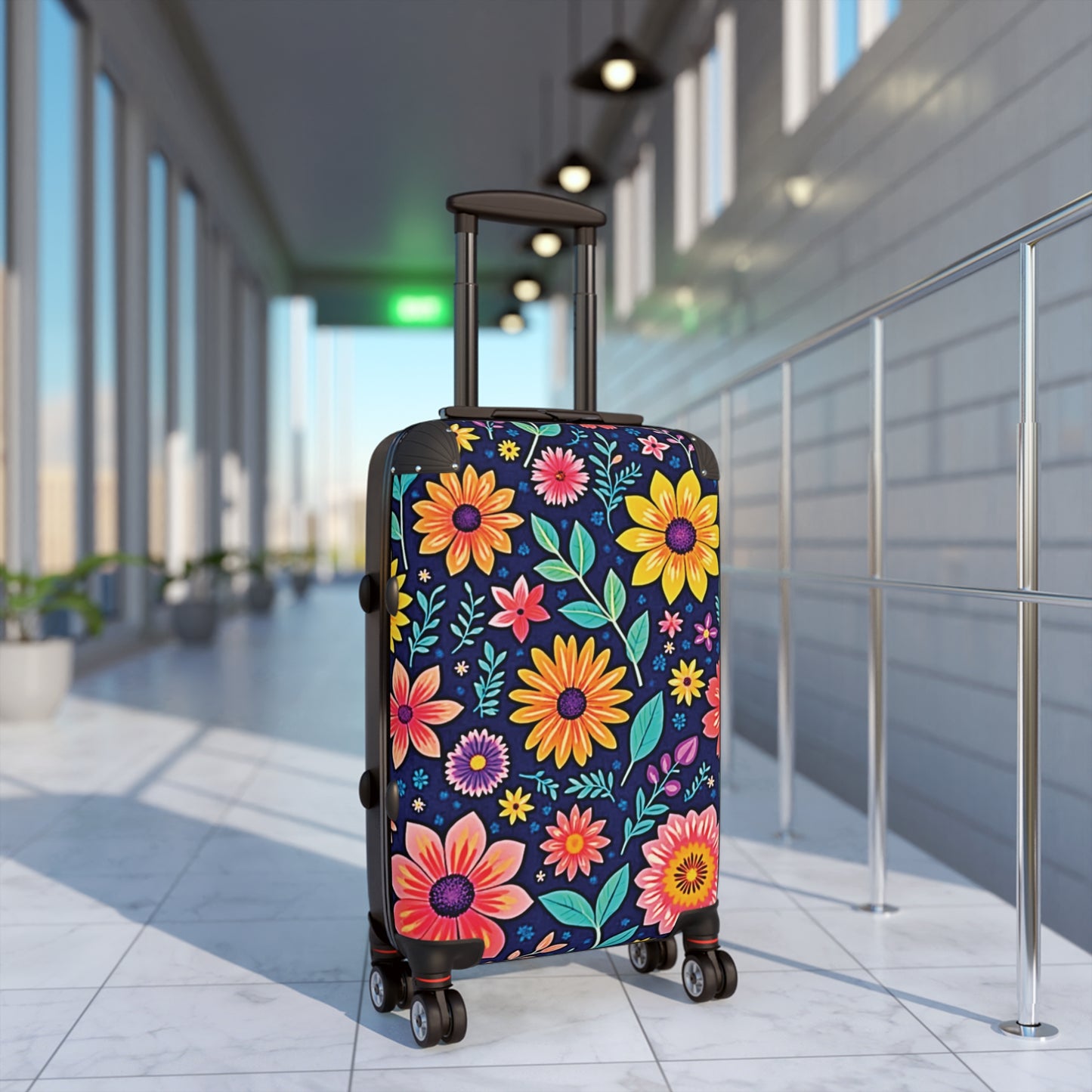 Blumiger Handgepäckkoffer — Heller Gänseblümchen-Reisekoffer