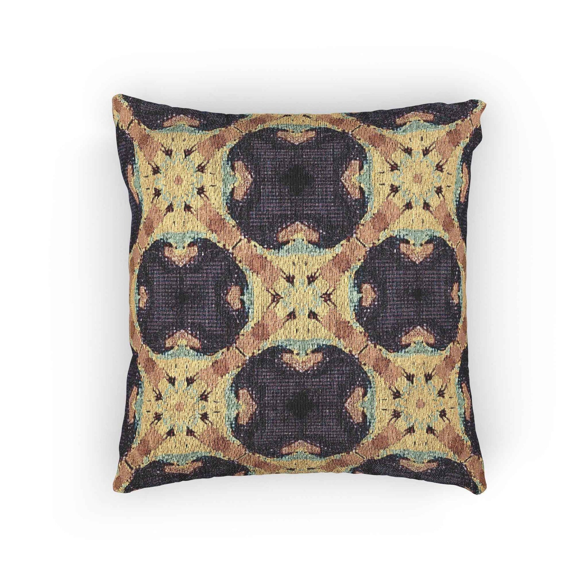 Geometric Mosaic Pattern Woven Pillow | Boho Tile Throw Cushion