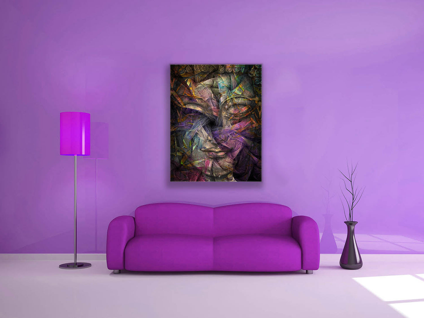 Wandbild Dimensionaler Buddha – Fine Art Leinwand
