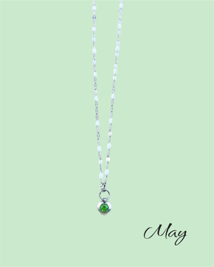 Heart Stone Necklaces in silver - various birthstone colours