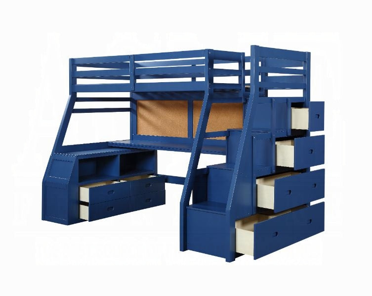 Mojo Twin/Full Etagenbett mit Arbeitsplatz und Stauraum - Marineblau