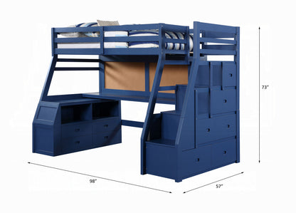 Mojo Twin/Full Etagenbett mit Arbeitsplatz und Stauraum - Marineblau