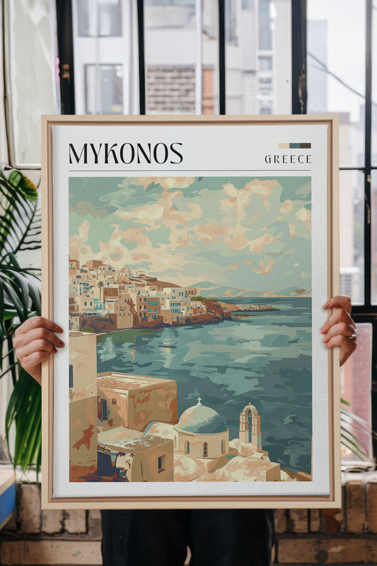 Mykonos, Kunstdruck auf gespannter Leinwand