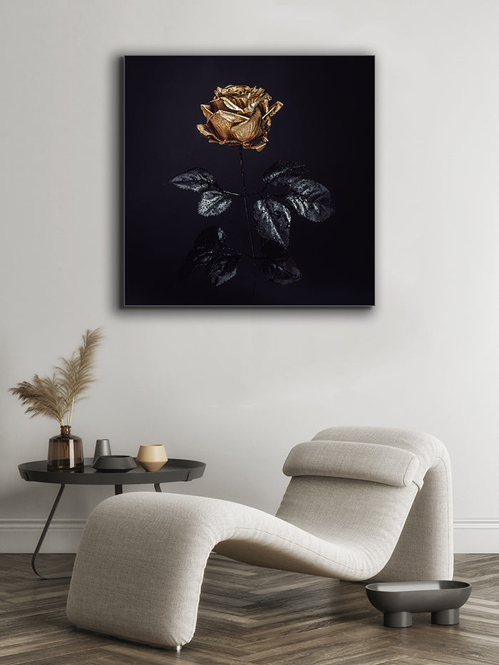 Wandkunst-Goldene Rose -Leinwandbild