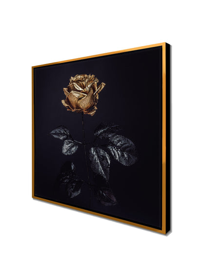 Wandkunst-Goldene Rose -Leinwandbild